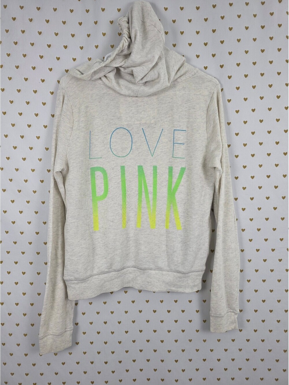 Victorias Secret Pink Neon Pullover Hooded Thin Sweater Tee Small